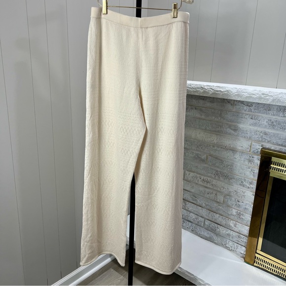Sezane Ayo Organic Cotton Blend Pantalon Fancy Openwork Knit Pants Ecru XL NWT - Picture 5 of 10
